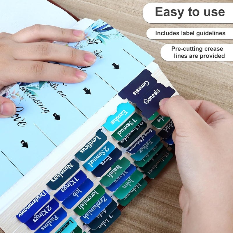 DOMMARE Blue Bible Tabs for Men Boys, 90 Pieces Laminated Large Print Bible Bookmarks, Waterproof Index Tabs Study Supplies Guide Kit, Baptism Christian Gifts for Women Girls Beginner Easy to Read - Image 4